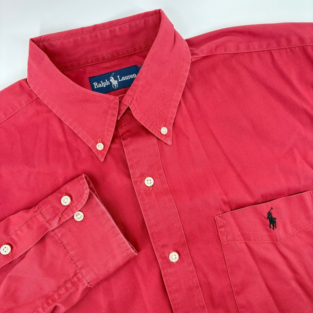 Ralph Lauren Blake Mens XL Red Cotton Twill Button Down‎ Long Sleeve Shirt Pony